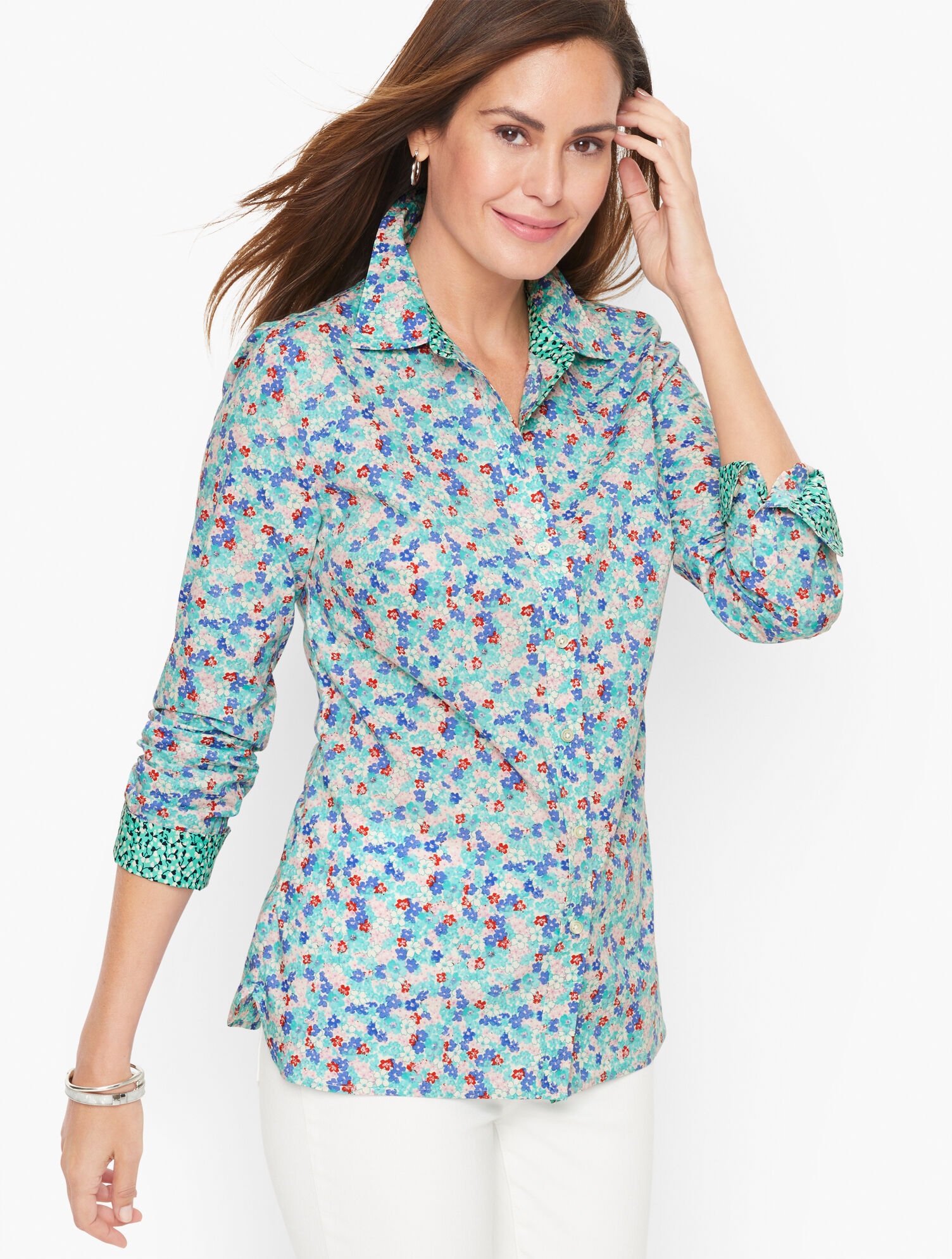 6-1 COTTON BUTTON FRONT SHIRT - LOVELY DITSY